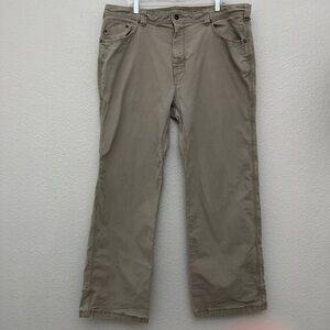 Prana Bronson Pants Organic Cotton Canvas Khaki Mens Size 42 x 32